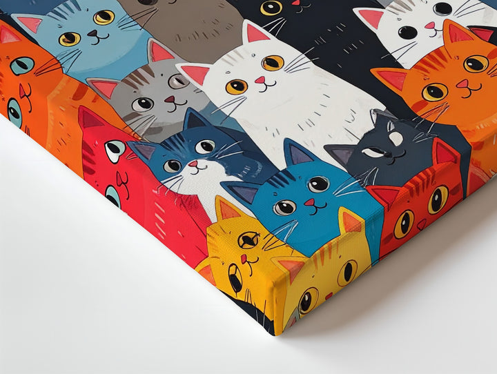 Colorful Cat Crowd Canvas – Bold Modern Pattern Illustration - Gifitto