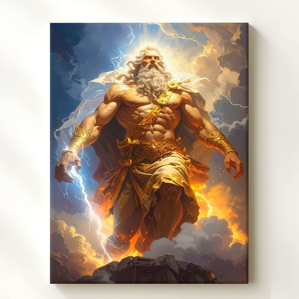 Zeus Stormbringer Canvas – King of the Gods with Lightning Bolt Wall Art - Gifitto