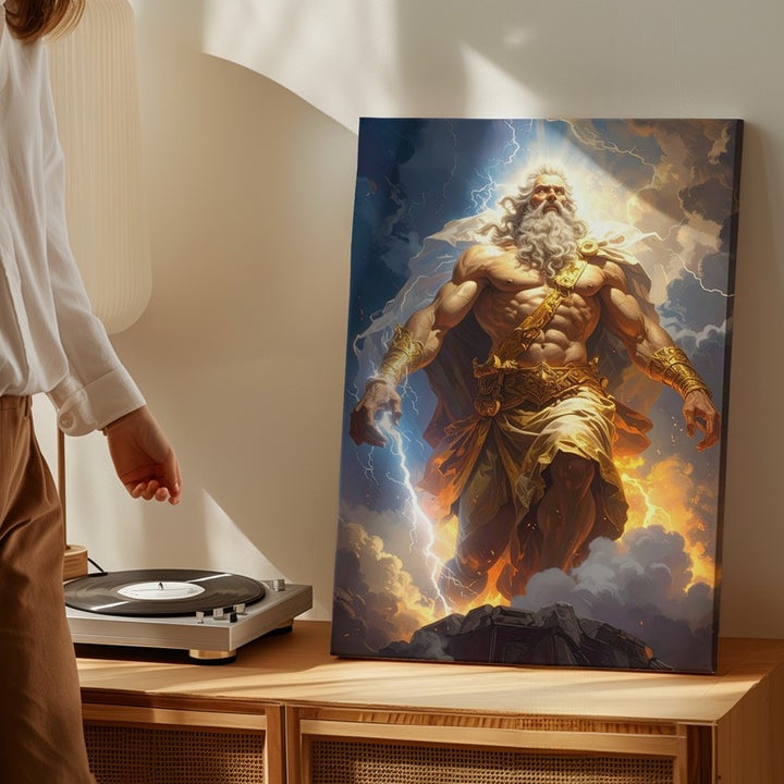 Zeus Stormbringer Canvas – King of the Gods with Lightning Bolt Wall Art - Gifitto