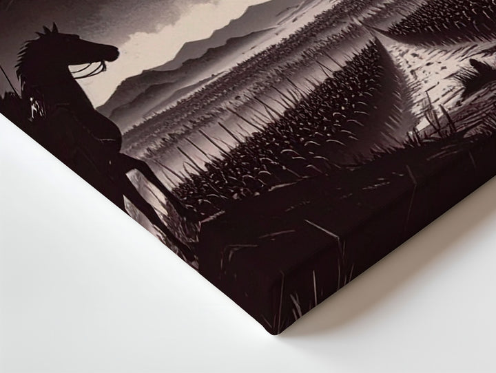 Apocalyptic Horseman Canvas – Monochrome War and Destiny Wall Art - Gifitto