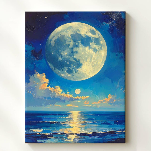 Celestial Moons Canvas – Ethereal Ocean Scene with Dual Moons - Gifitto