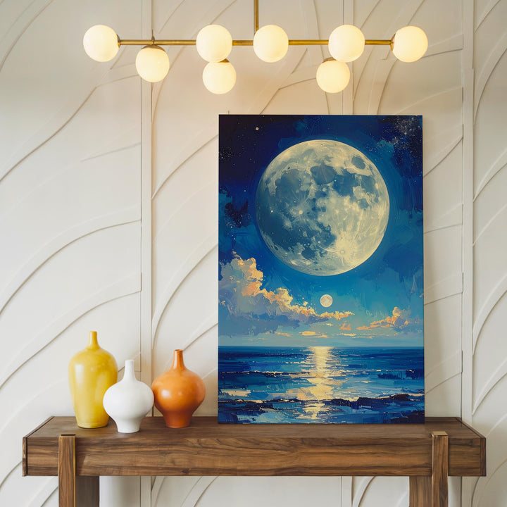 Celestial Moons Canvas – Ethereal Ocean Scene with Dual Moons - Gifitto