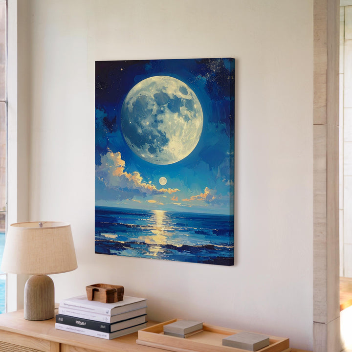 Celestial Moons Canvas – Ethereal Ocean Scene with Dual Moons - Gifitto
