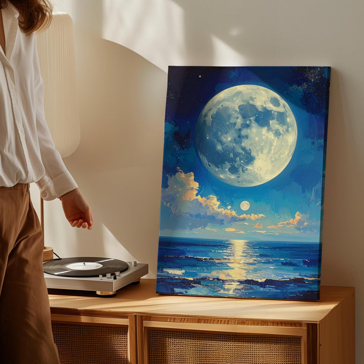 Celestial Moons Canvas – Ethereal Ocean Scene with Dual Moons - Gifitto
