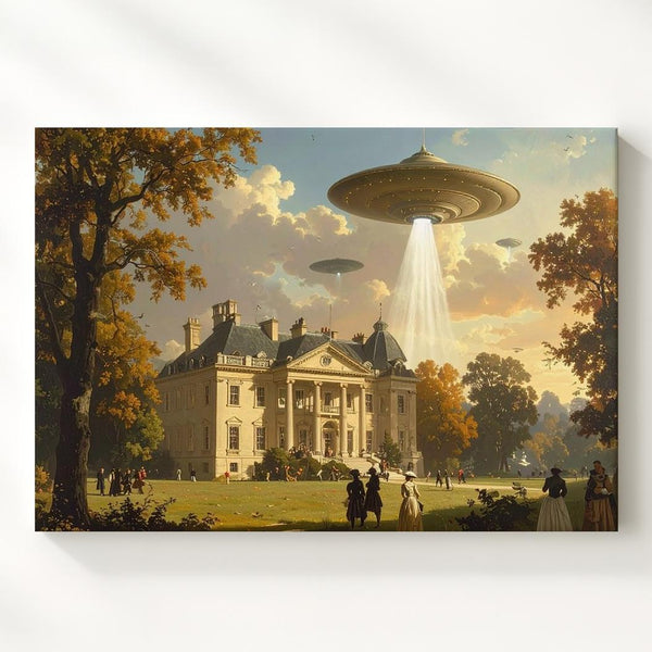 Victorian Alien Invasion Canvas – Surreal Sci-Fi and Classical Fusion Art - Gifitto