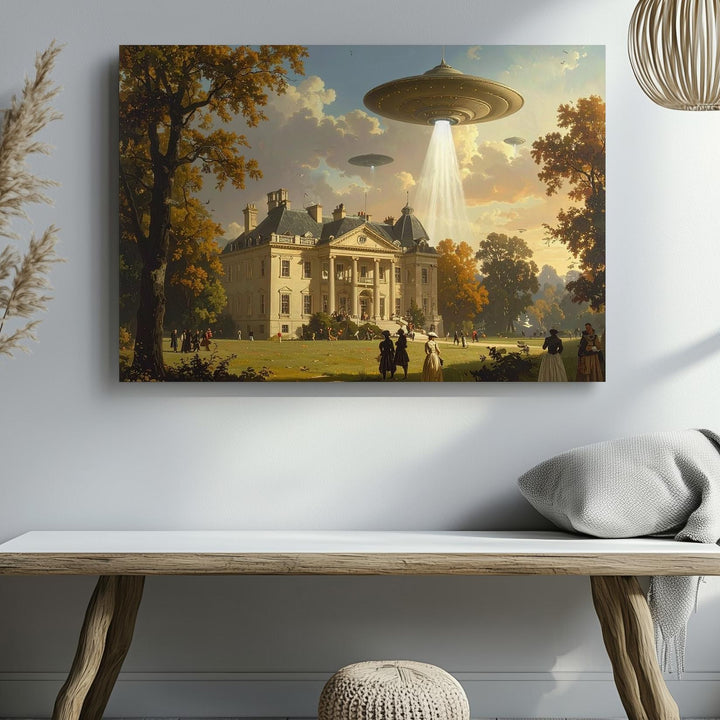 Victorian Alien Invasion Canvas – Surreal Sci-Fi and Classical Fusion Art - Gifitto