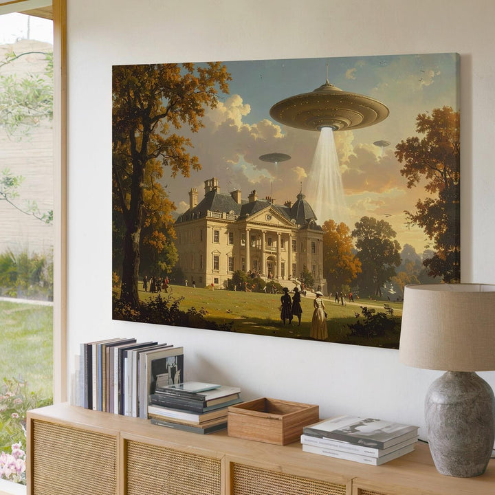 Victorian Alien Invasion Canvas – Surreal Sci-Fi and Classical Fusion Art - Gifitto