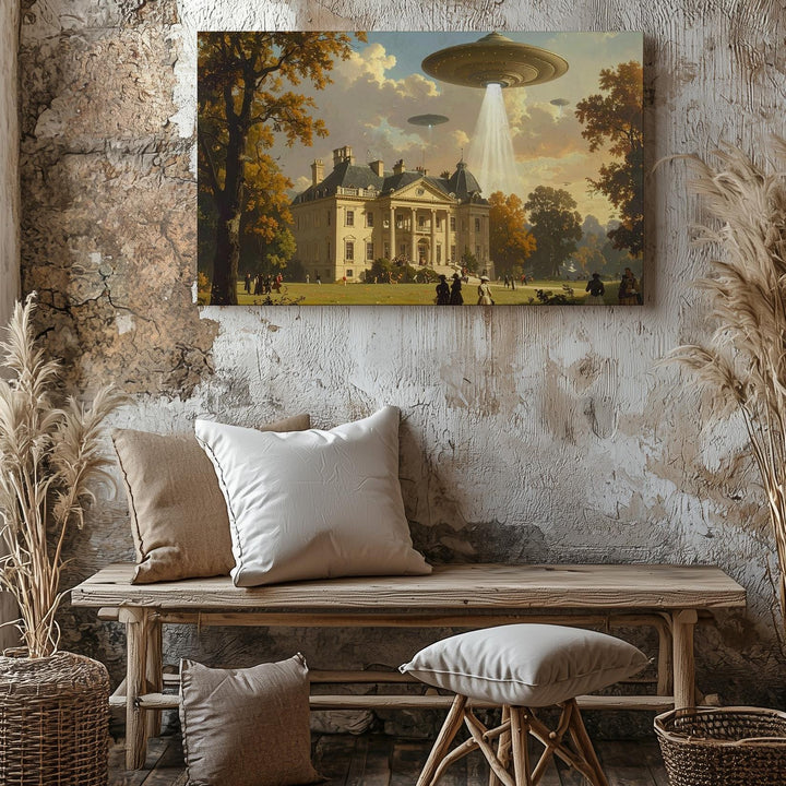 Victorian Alien Invasion Canvas – Surreal Sci-Fi and Classical Fusion Art - Gifitto