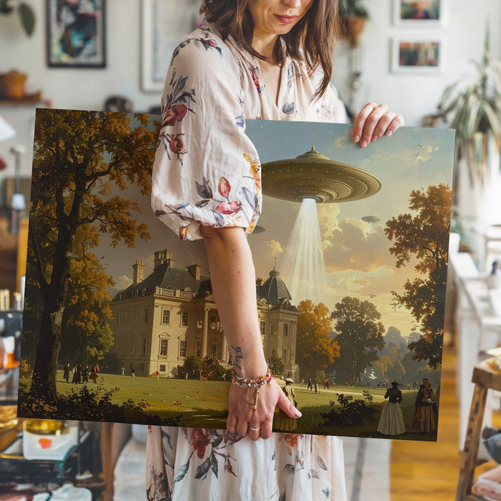 Victorian Alien Invasion Canvas – Surreal Sci-Fi and Classical Fusion Art - Gifitto