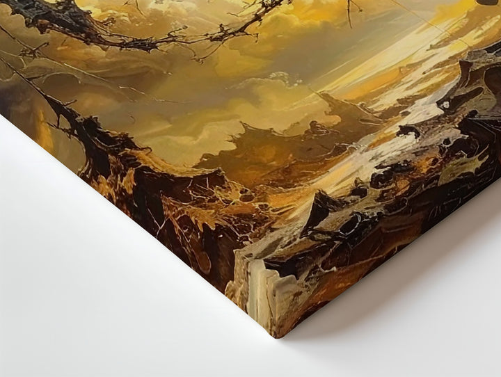 Decayed Planet Canvas – Apocalyptic Celestial Ruins with Smoky Atmosphere - Gifitto