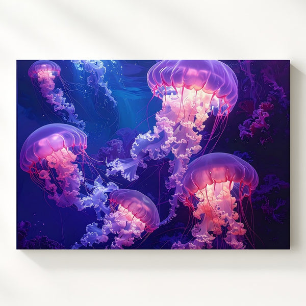 Ethereal Jellyfish Glow Canvas – Dreamy Deep Sea Marine Art
