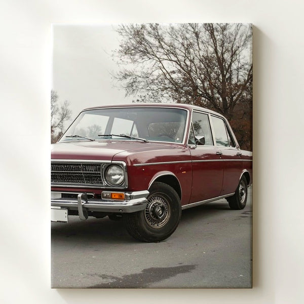 Soviet Volga Nostalgia Canvas – Classic Maroon GAZ Car Wall Art - Gifitto