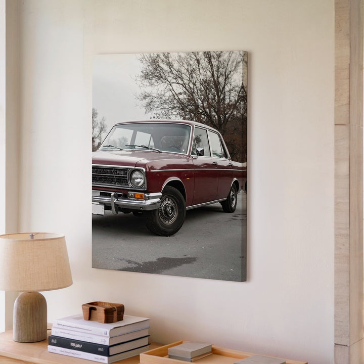 Soviet Volga Nostalgia Canvas – Classic Maroon GAZ Car Wall Art - Gifitto