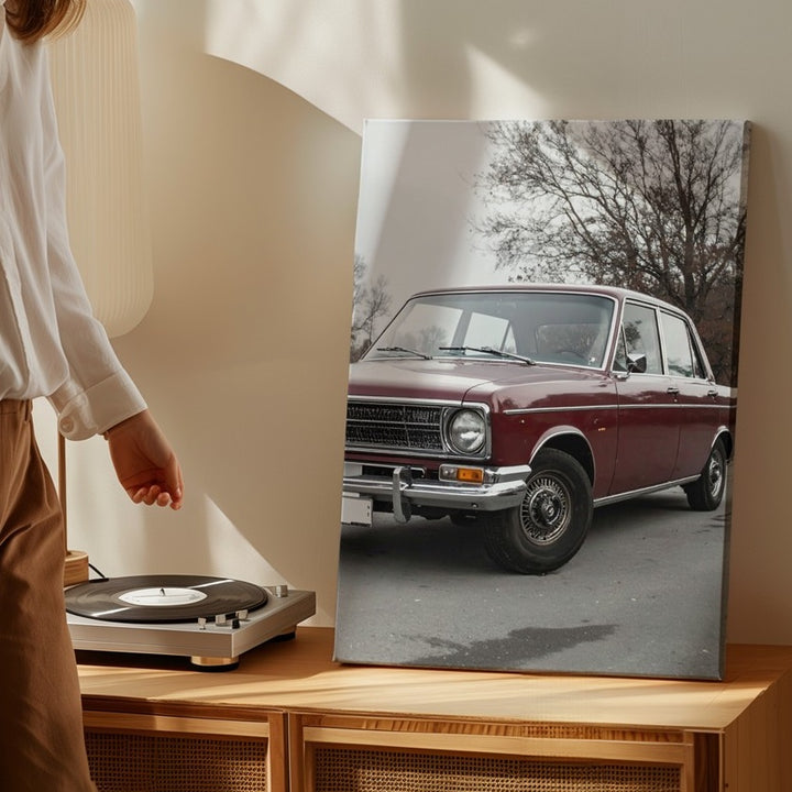 Soviet Volga Nostalgia Canvas – Classic Maroon GAZ Car Wall Art - Gifitto