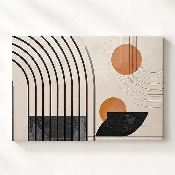 Modern Arch Flow Canvas – Minimalist Black Line & Circle Abstract Art - Gifitto