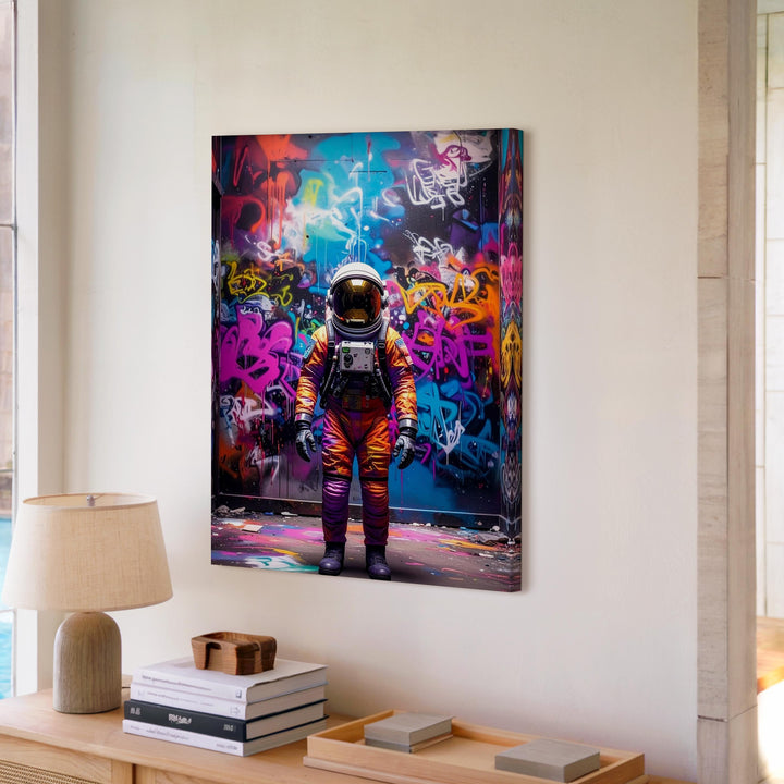 Street Art Astronaut Canvas – Urban Graffiti & Space Exploration - Gifitto