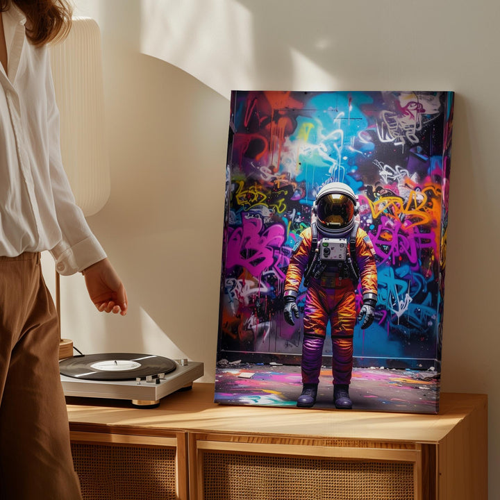 Street Art Astronaut Canvas – Urban Graffiti & Space Exploration - Gifitto