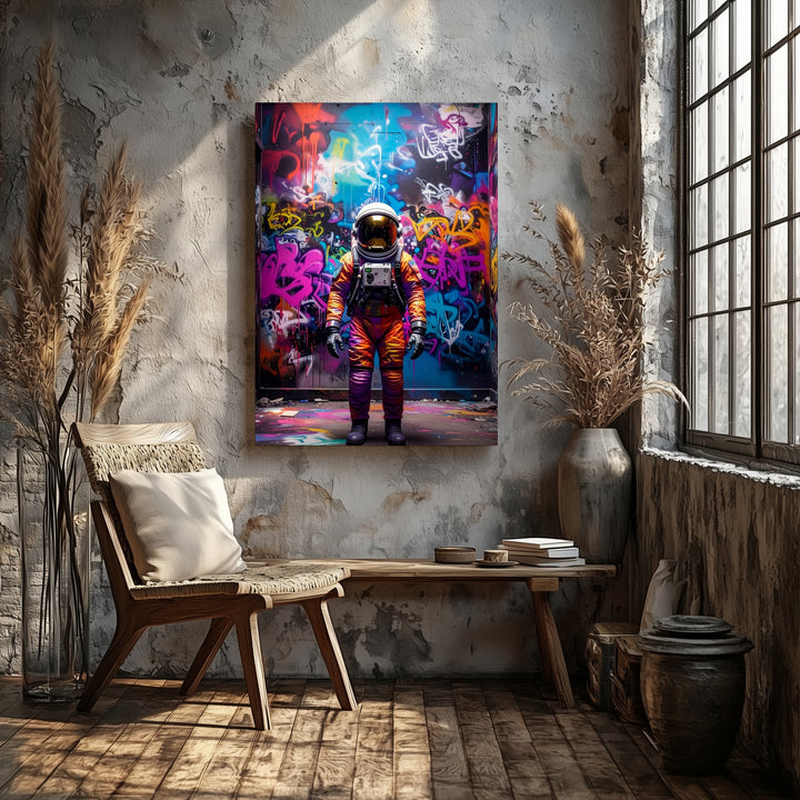 Street Art Astronaut Canvas – Urban Graffiti & Space Exploration - Gifitto