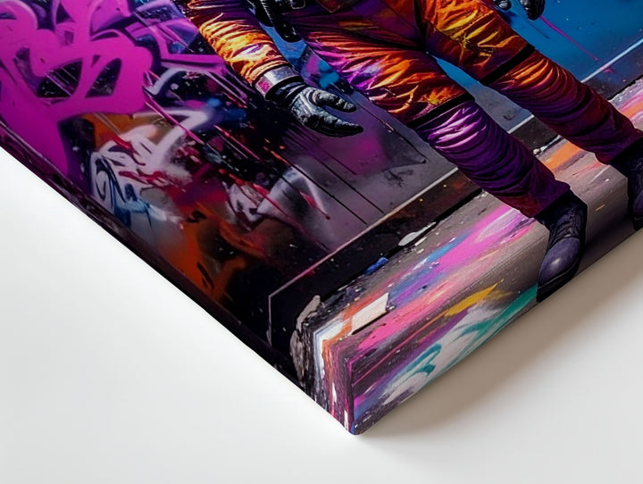 Street Art Astronaut Canvas – Urban Graffiti & Space Exploration - Gifitto