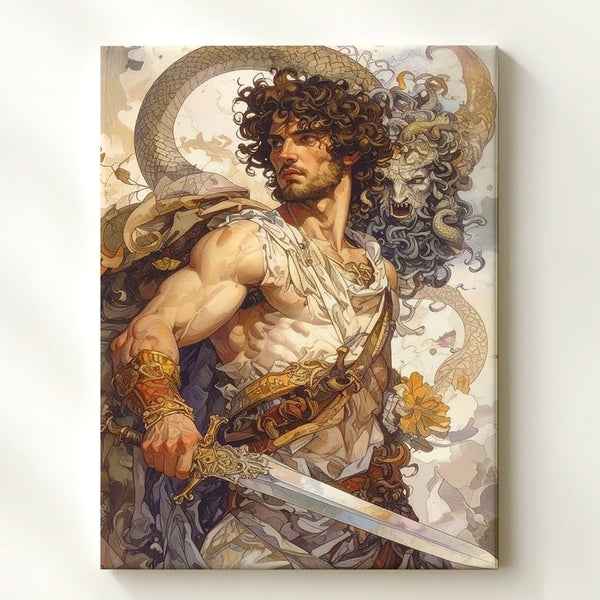 Perseus Triumphant Canvas – Hero with Sword and Medusa’s Head Wall Art - Gifitto