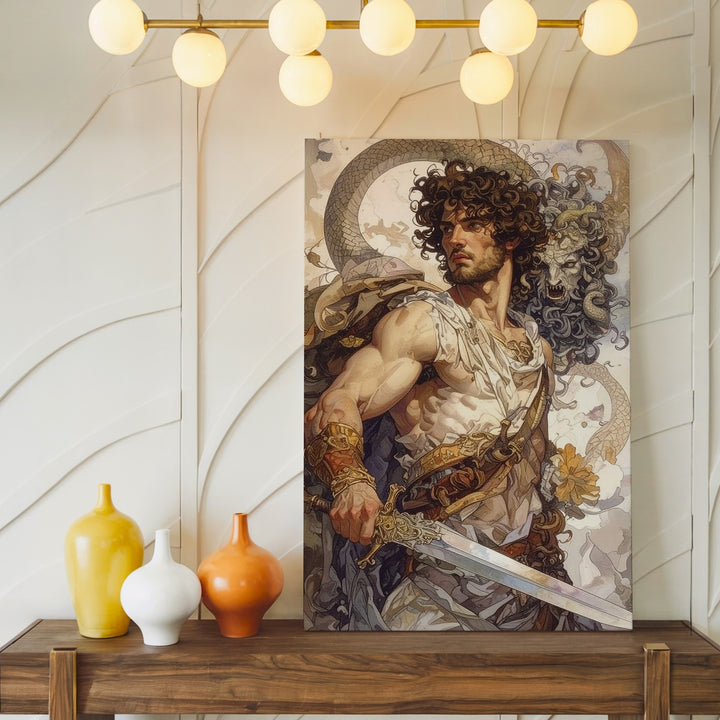 Perseus Triumphant Canvas – Hero with Sword and Medusa’s Head Wall Art - Gifitto