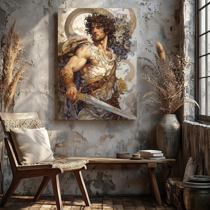 Perseus Triumphant Canvas – Hero with Sword and Medusa’s Head Wall Art - Gifitto