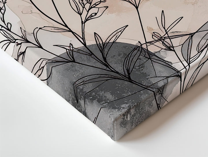 Line & Bloom Canvas – Minimalist Botanical Illustration with Neutral Watercolor - Gifitto