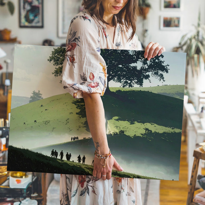 Keyhole Portal Canvas – Silhouette of Sacred Hill and Glowing Tree Wall Art - Gifitto