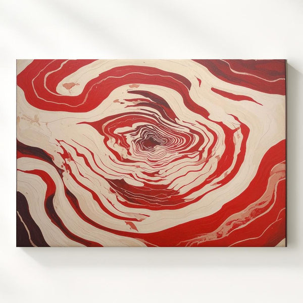 Red and White Abstract Flow Canvas – Modern Minimalist Art - Gifitto