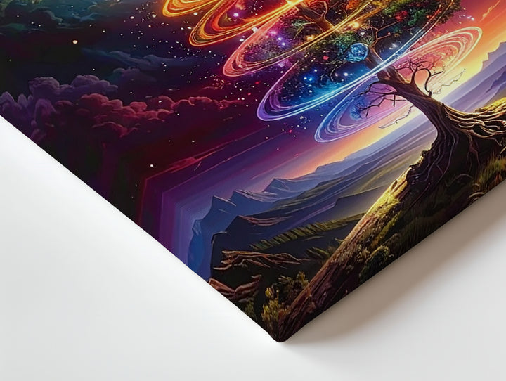 Cosmic Tree of Life Canvas – Spiraling Energy & Starry Sky Art - Gifitto