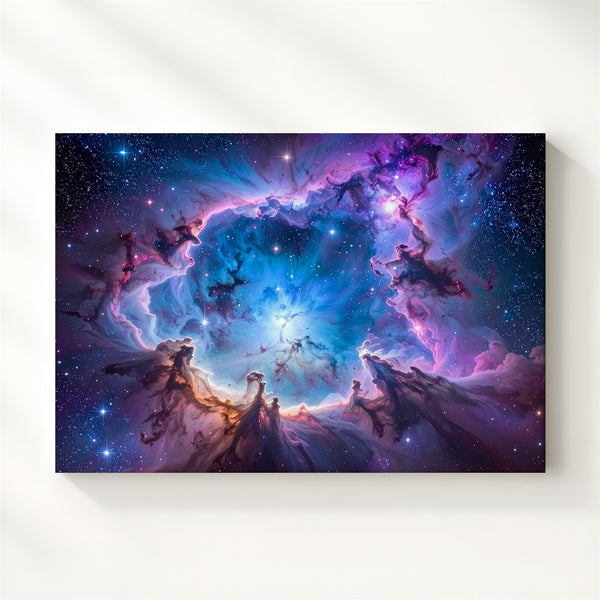 Glowing Blue Nebula Canvas – Vivid Cosmic Dust and Starfield - Gifitto
