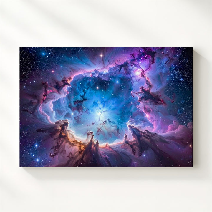 Glowing Blue Nebula Canvas – Vivid Cosmic Dust and Starfield - Gifitto
