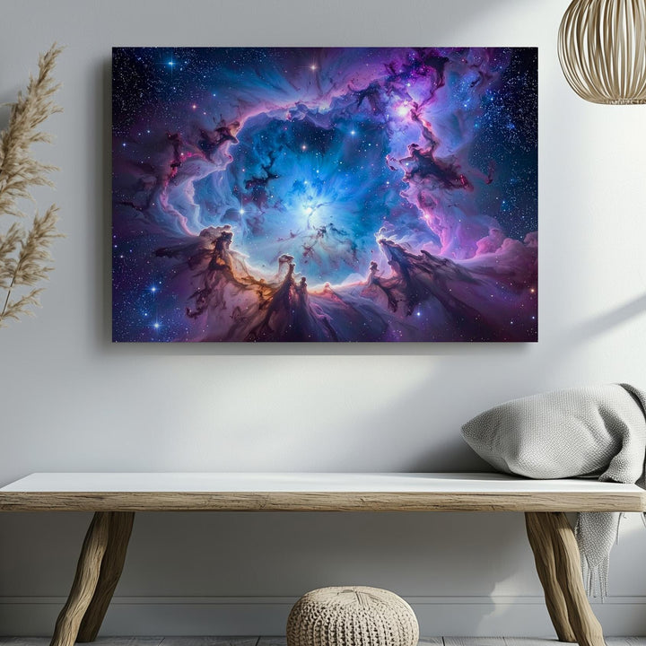 Glowing Blue Nebula Canvas – Vivid Cosmic Dust and Starfield - Gifitto