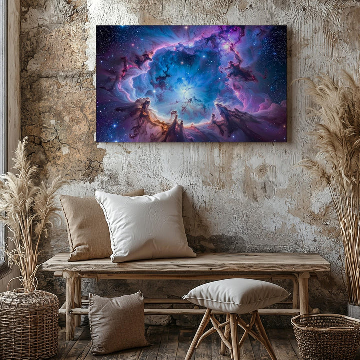 Glowing Blue Nebula Canvas – Vivid Cosmic Dust and Starfield - Gifitto