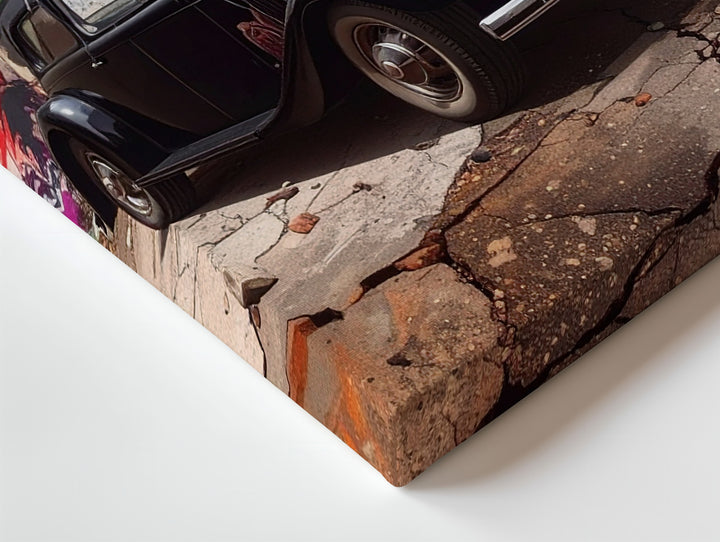 Vintage Rebel Canvas – 1930s Car Meets Urban Graffiti Wall Art - Gifitto