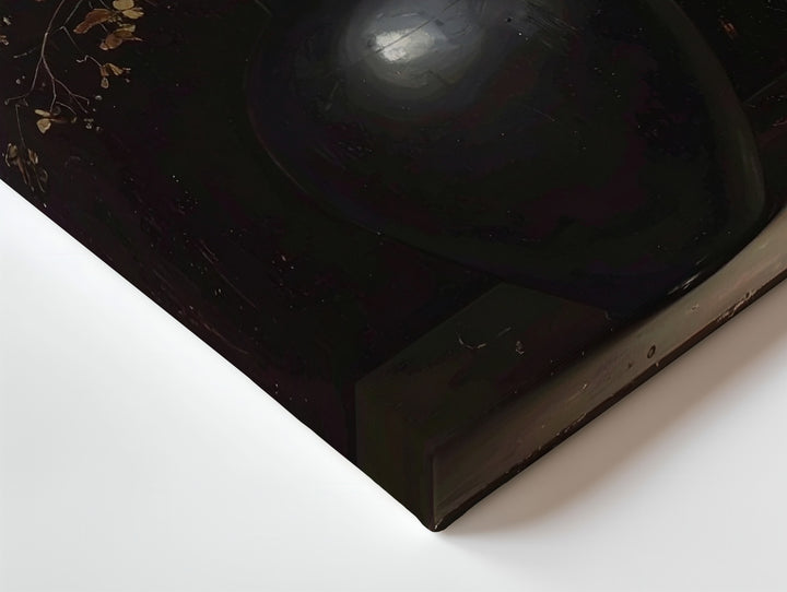 Moody Still Life Canvas – Black Vase & Dried Golden Flowers - Gifitto