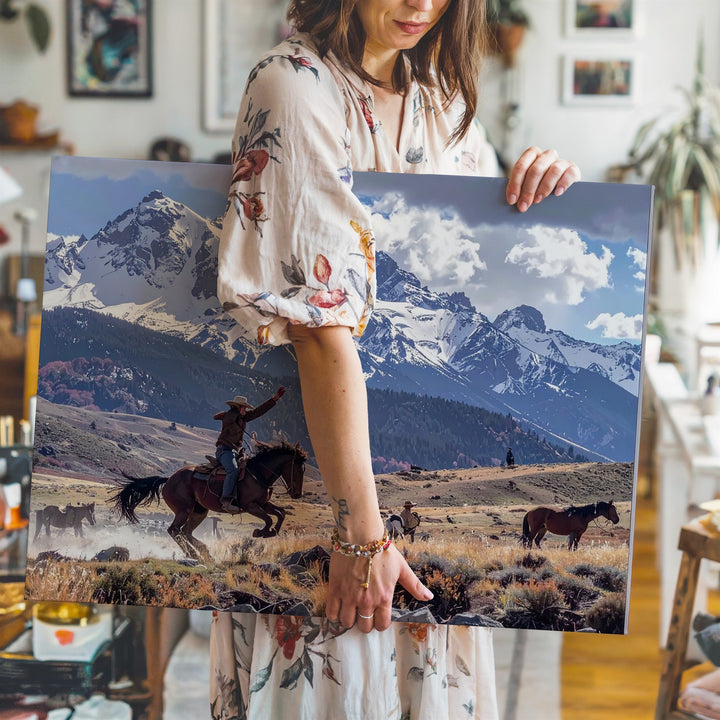 Rider’s Grit Canvas – Cowboy on Bucking Horse with Mountain Backdrop - Gifitto