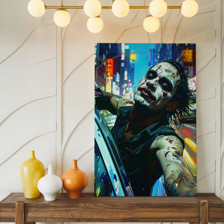 Madness in Motion Canvas – Cinematic Clown Scene Night Art - Gifitto