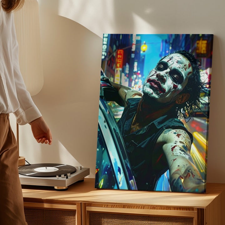Madness in Motion Canvas – Cinematic Clown Scene Night Art - Gifitto