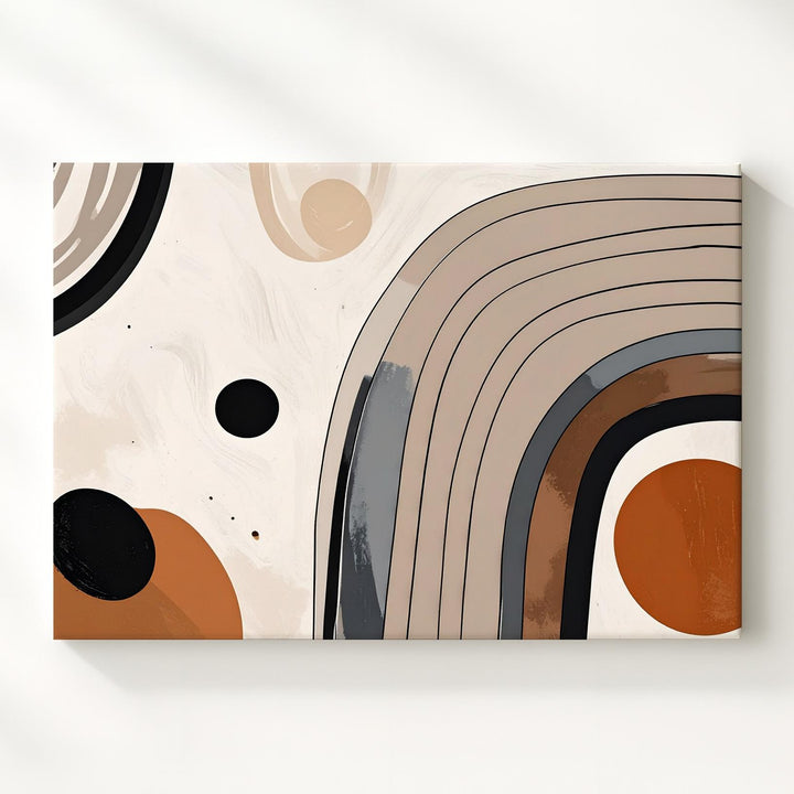 Boho Pathways Canvas – Terracotta Circles & Black Arches on Cream - Gifitto