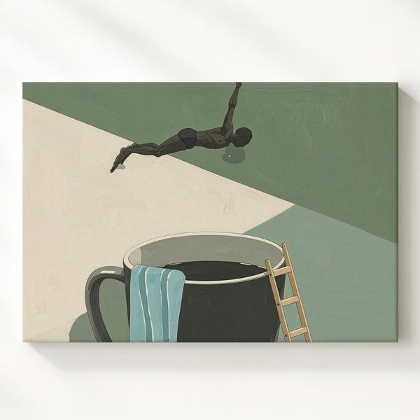 Mini Diver Coffee Mug Canvas – Whimsical Surreal Art - Gifitto