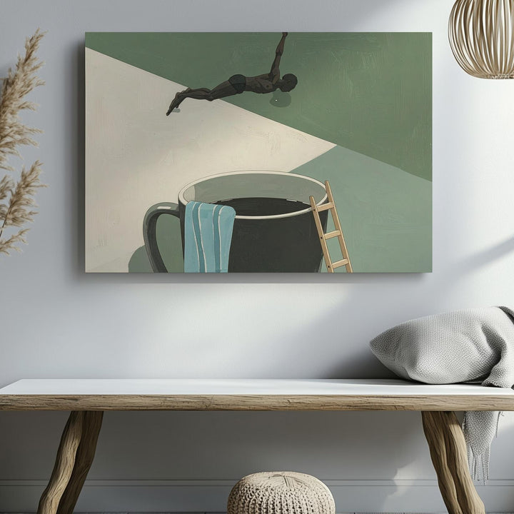 Mini Diver Coffee Mug Canvas – Whimsical Surreal Art - Gifitto