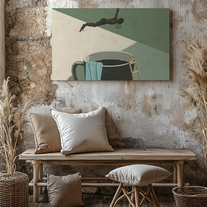 Mini Diver Coffee Mug Canvas – Whimsical Surreal Art - Gifitto