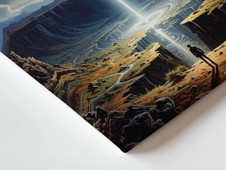 Cosmic Discovery Canvas – Surreal Landscape & Light Beam Art - Gifitto