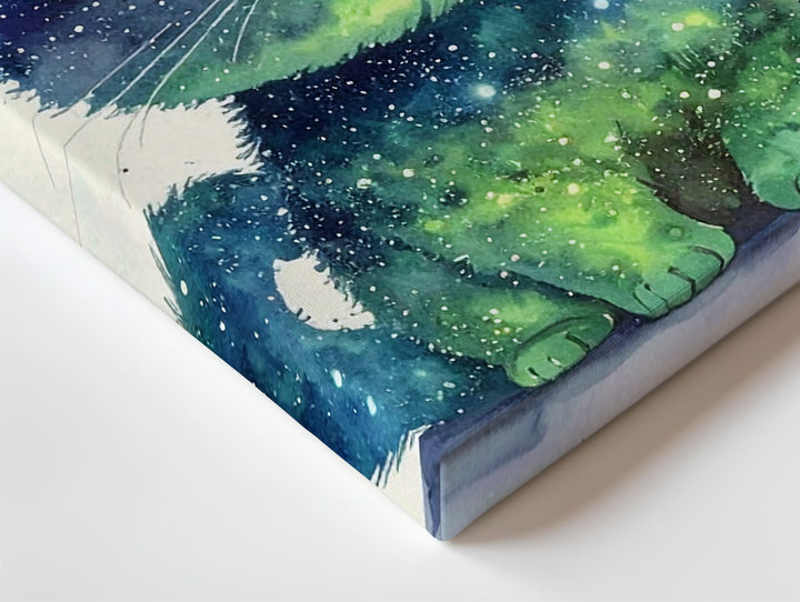Cosmic Cat Canvas – Whimsical Galactic Creature with Planetary Eyes - Gifitto