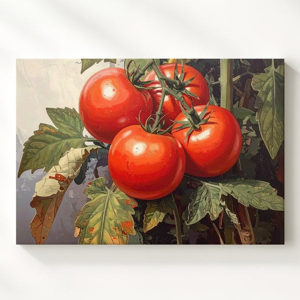Heirloom Tomato Botanical Canvas – Realistic Garden Harvest Wall Art - Gifitto