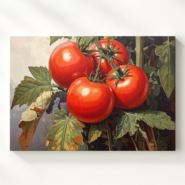 Heirloom Tomato Botanical Canvas – Realistic Garden Harvest Wall Art - Gifitto