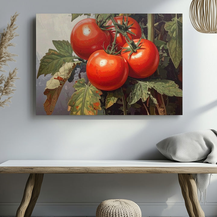 Heirloom Tomato Botanical Canvas – Realistic Garden Harvest Wall Art - Gifitto