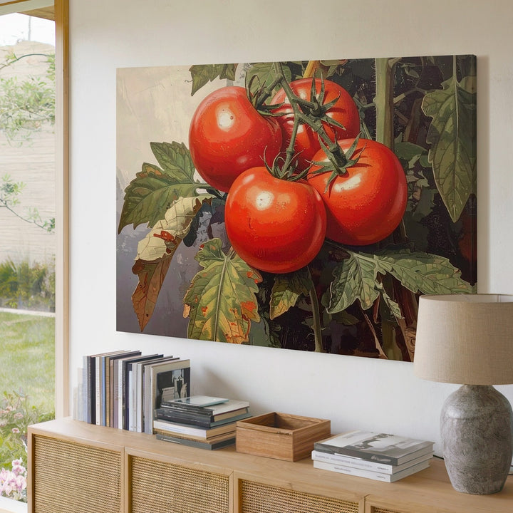 Heirloom Tomato Botanical Canvas – Realistic Garden Harvest Wall Art - Gifitto