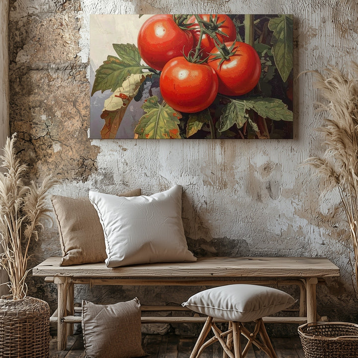 Heirloom Tomato Botanical Canvas – Realistic Garden Harvest Wall Art - Gifitto